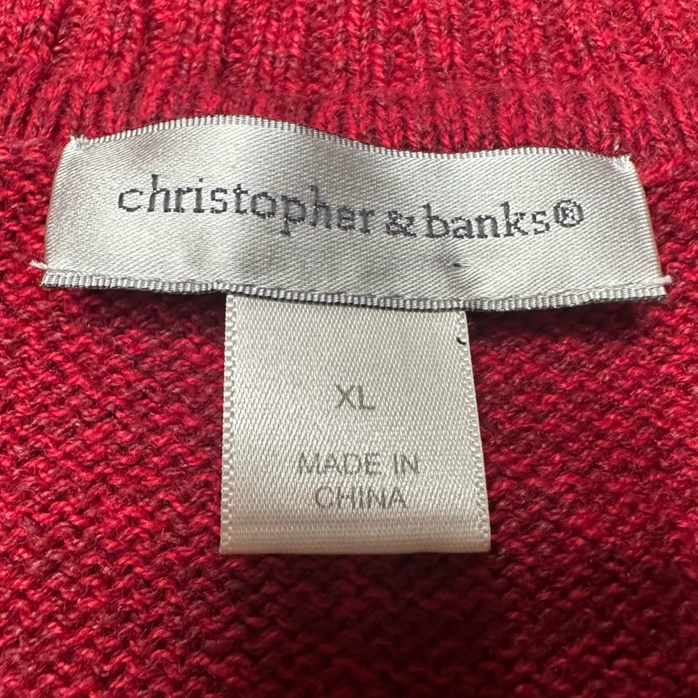 christopher & banks Holiday Sweater Full Zip Up Christmas Winter Women’s XL - Picture 2 of 9